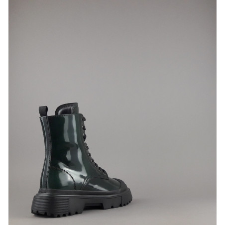 Hogan // Sa Anfibio H619 Donna Pelle Spazzolata Verde Scuro H Logo Prezzo 560,00