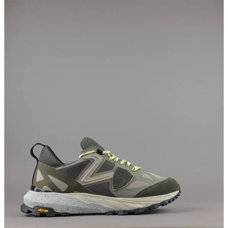 Philippe Model // Sa Sneakers Uomo Low Rocx Tela Mesh E Camoscio Verde Militare Prezzo 340,00