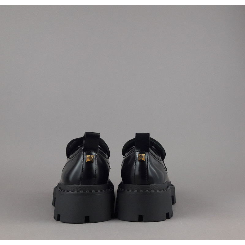 ASH // Sa Mocassini Donna Genial Studs Pelle Abrasivata Nero Prezzo 230,00