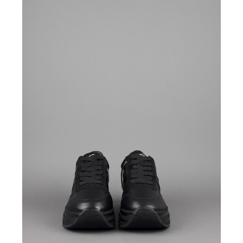 Hogan Midi Platform H483 Donna Pelle Nero H Vernice Nero Argento Prezzo 370,00