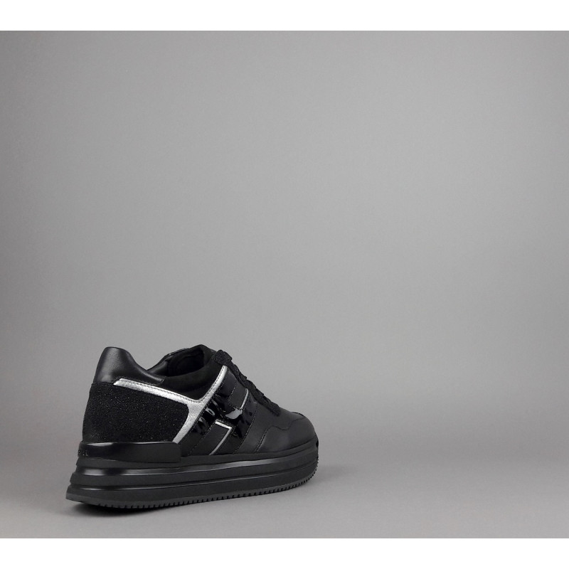 Hogan Midi Platform H483 Donna Pelle Nero H Vernice Nero Argento Prezzo 450,00