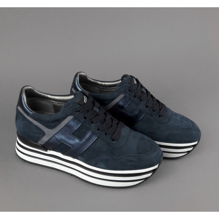 Hogan // Midi Platform H483 Donna Camoscio Blu Scuro H Pelle Metal Prezzo 450,00