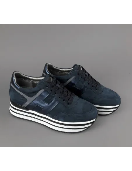 Hogan Midi Platform H483 Donna Camoscio Blu Scuro H Pelle Metal Prezzo 450,00