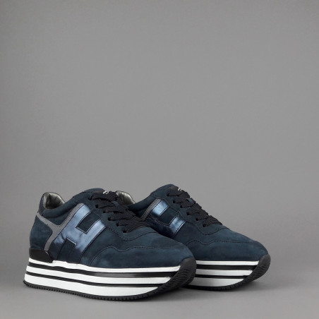 Hogan // Midi Platform H483 Donna Camoscio Blu Scuro H Pelle Metal Prezzo 450,00