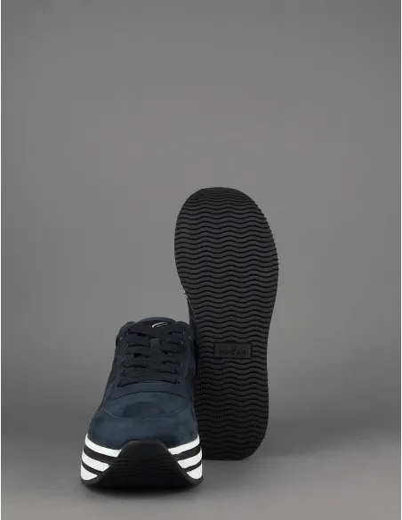 Hogan Midi Platform H483 Donna Camoscio Blu Scuro H Pelle Metal Prezzo 450,00