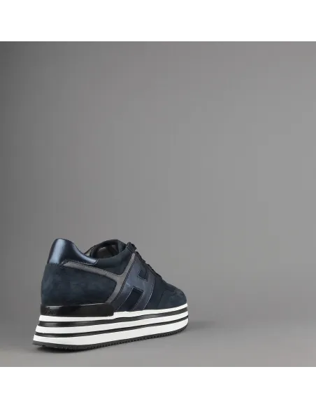 Hogan Midi Platform H483 Donna Camoscio Blu Scuro H Pelle Metal Prezzo 450,00