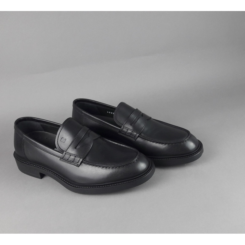 Fratelli Rossetti // Sa Mocassino Uomo Pelle Nero Fondo Gomma Prezzo 350,00