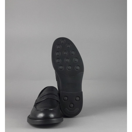 Fratelli Rossetti // Sa Mocassino Uomo Pelle Nero Fondo Gomma Prezzo 350,00