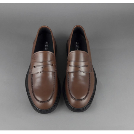 Fratelli Rossetti // Sa Mocassino Uomo Pelle Marrone Fondo Gomma Prezzo 350,00