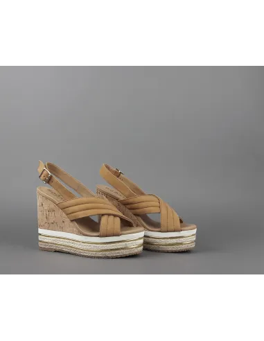 Hogan Sandalo Zeppa H422 Donna Camoscio Marrone Chiaro Prezzo 330,00