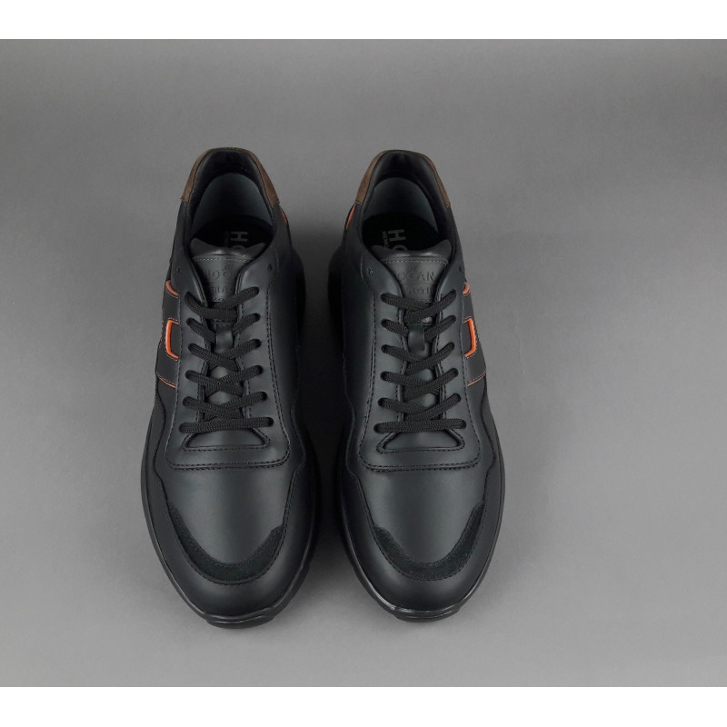 Hogan // Sa Interactive3 Uomo Pelle Nero H Cucita Profilo Arancio Prezzo 390,00