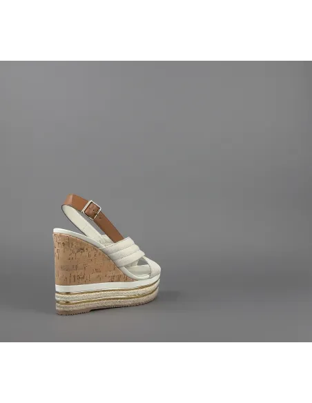 Hogan Sandalo Zeppa H422 Donna Pelle Canvas Bianco Opaco Prezzo 330,00