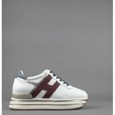 Hogan // Sa Midi Platform H483 Donna Pelle Bianco H Pelle Bordeaux Prezzo 450,00