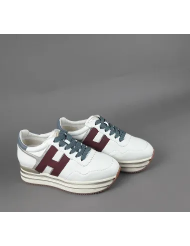 Hogan // Sa Midi Platform H483 Donna Pelle Bianco H Pelle Bordeaux Prezzo 450,00