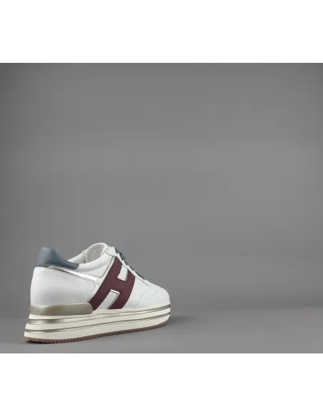 Hogan // Sa Midi Platform H483 Donna Pelle Bianco H Pelle Bordeaux Prezzo 450,00