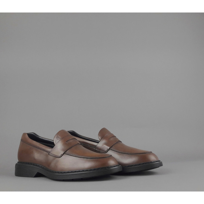 Hogan // Sa Mocassino H576 Uomo Pelle Marrone H Impressa Prezzo 420,00