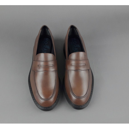 Hogan // Sa Mocassino H576 Uomo Pelle Marrone H Impressa Prezzo 420,00