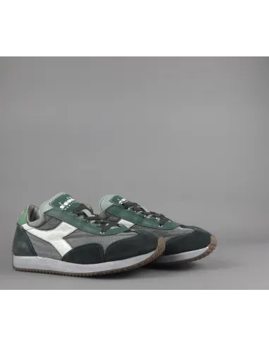 Diadora Sneakers Uomo Heritage Equipe Camoscio Tela Verde Scuro Stone Wash Prezzo 180,00