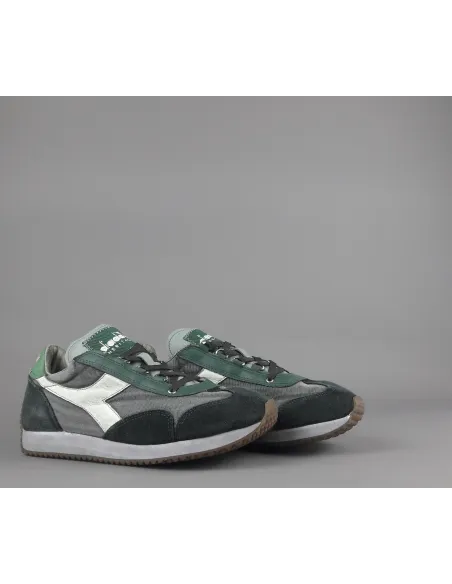 Diadora Sneakers Uomo Heritage Equipe Camoscio Tela Verde Scuro Stone Wash Prezzo 180,00