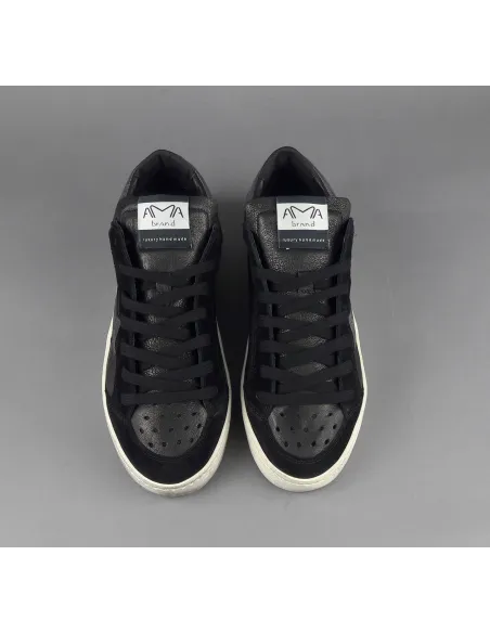Ama Brand // Sa Sneakers Uomo Slam Camoscio Pelle Nero Spoiler Metal Prezzo 195,00