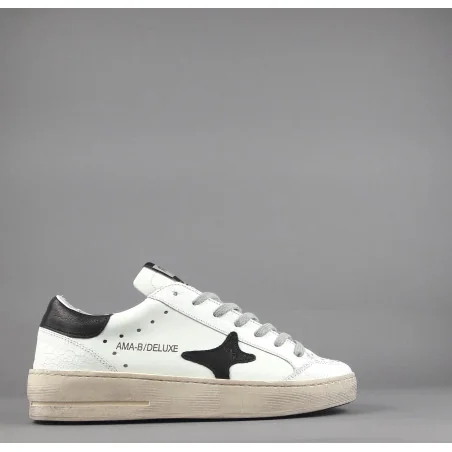 Ama Brand Sneakers Uomo Slam Pelle Bianco Spoiler Nero Prezzo 195,00