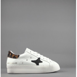 Ama Brand // Sa Sneakers Donna Snk Pelle Bianco Spoiler Animalier Prezzo 195,00