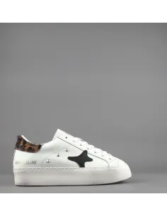 Ama Brand // Sa Sneakers Donna Snk Pelle Bianco Spoiler Animalier Prezzo 195,00