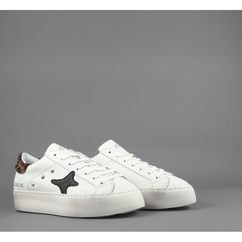 Ama Brand // Sa Sneakers Donna Snk Pelle Bianco Spoiler Animalier Prezzo 195,00