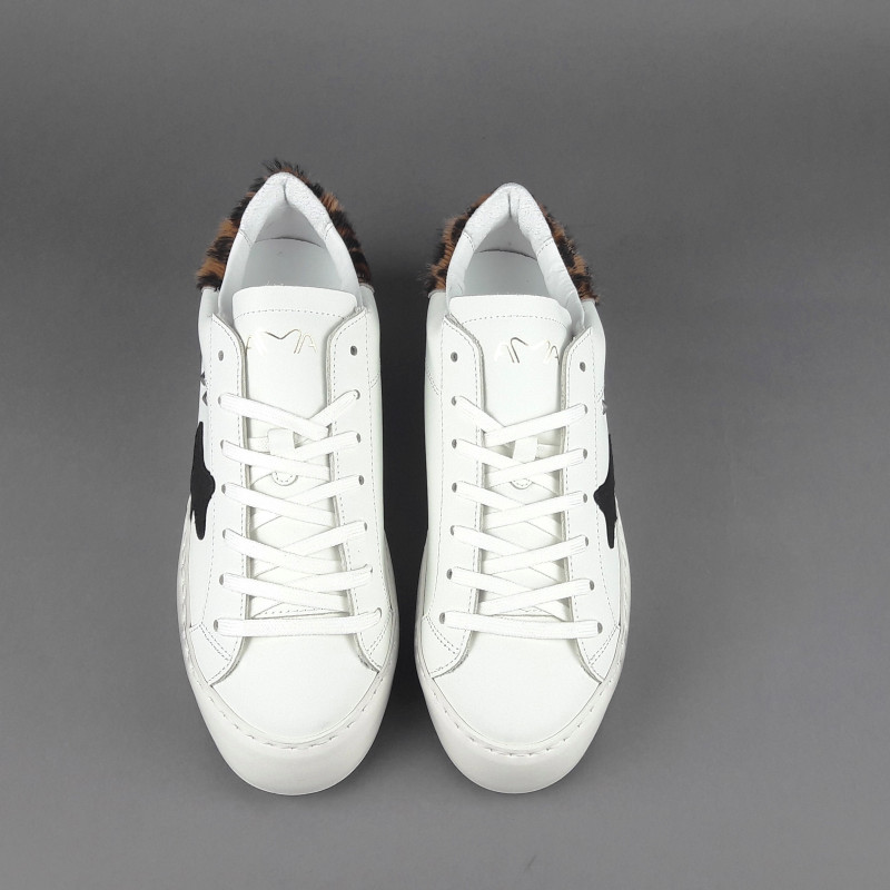 Ama Brand // Sa Sneakers Donna Snk Pelle Bianco Spoiler Animalier Prezzo 195,00