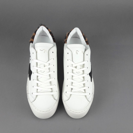 Ama Brand // Sa Sneakers Donna Snk Pelle Bianco Spoiler Animalier Prezzo 195,00