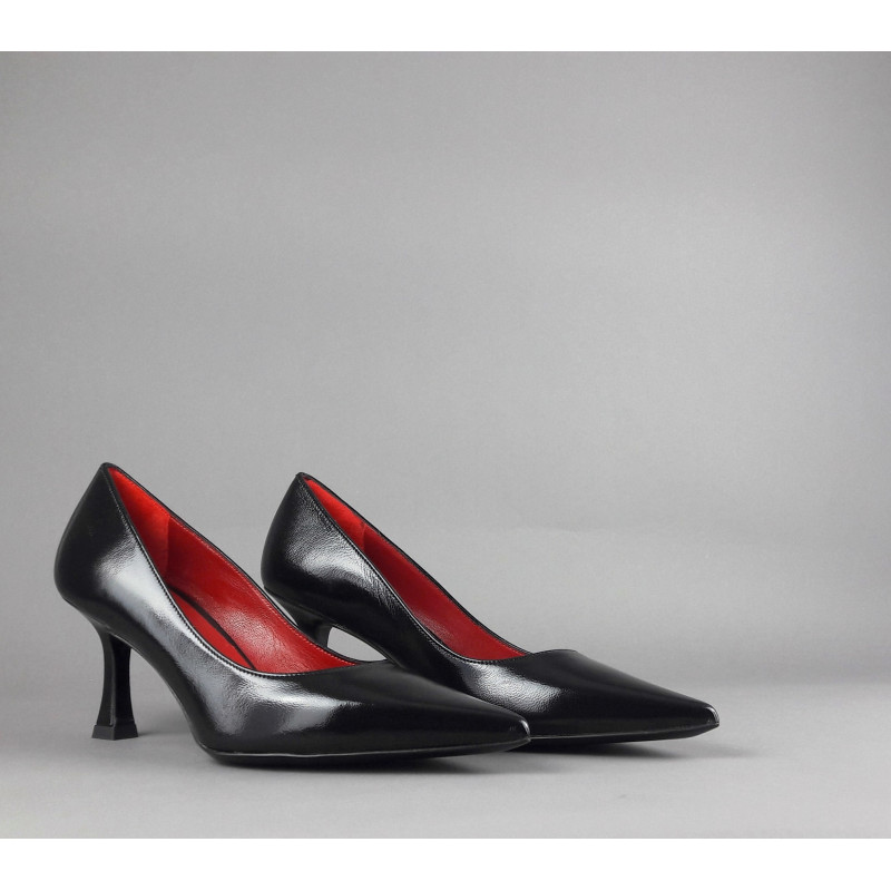 White D' Décolleté Donna Pelle Lucida Nero Prezzo 160,00