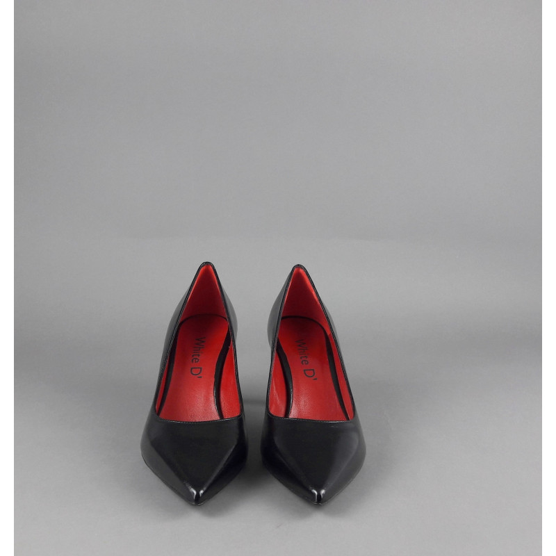 White D' Décolleté Donna Pelle Lucida Nero Prezzo 160,00