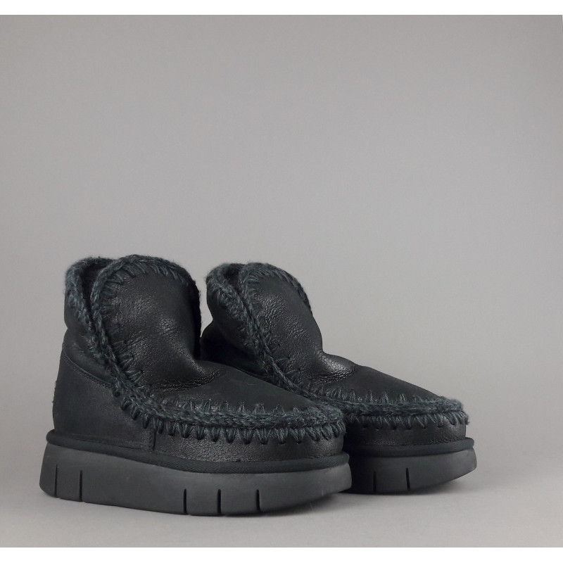 Mou // Sa Eskimo 18 Bounce Donna Montone Double-Face Metal Cracked Nero Prezzo 249,00