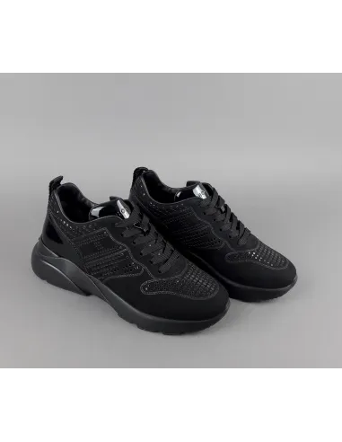 Hogan Active One Donna H385 Velour Punzonato Su Vernice Nero Prezzo 390,00