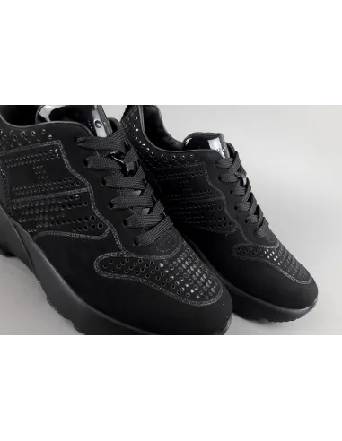 Hogan Active One Donna H385 Velour Punzonato Su Vernice Nero Prezzo 390,00