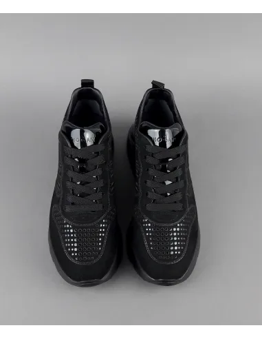 Hogan Active One Donna H385 Velour Punzonato Su Vernice Nero Prezzo 390,00