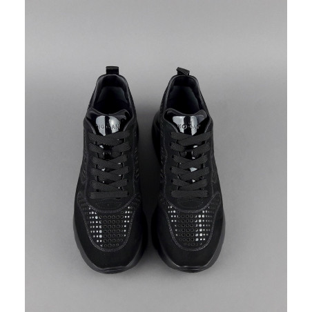 Hogan Active One Donna H385 Velour Punzonato Su Vernice Nero Prezzo 390,00