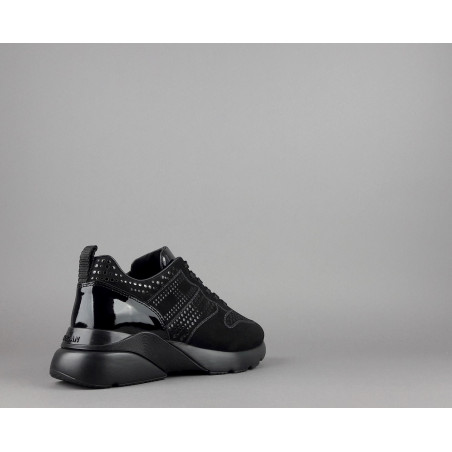 Hogan Active One Donna H385 Velour Punzonato Su Vernice Nero Prezzo 390,00