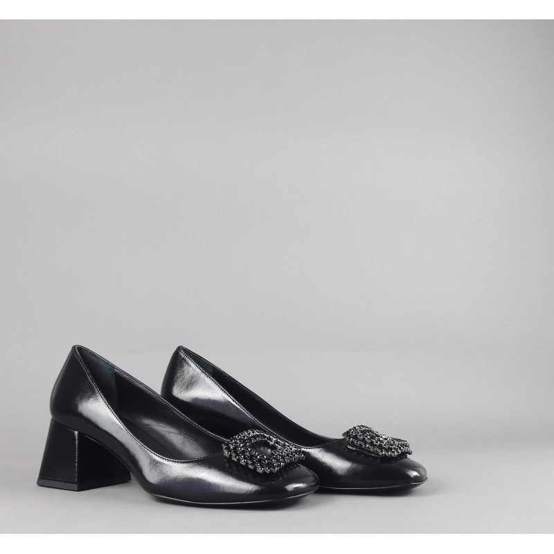 White D' // Sa Décolleté Donna Pelle Lucida Nero Prezzo 170,00