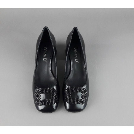 White D' // Sa Décolleté Donna Pelle Lucida Nero Prezzo 170,00