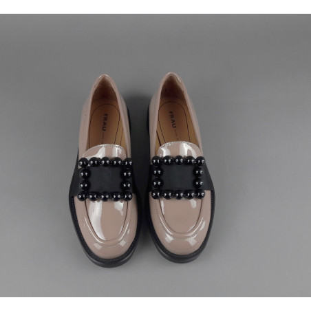 Frau // Sa Mocassino Basso Donna Pelle Vernice Carne Accessorio Metallo Prezzo 139,00