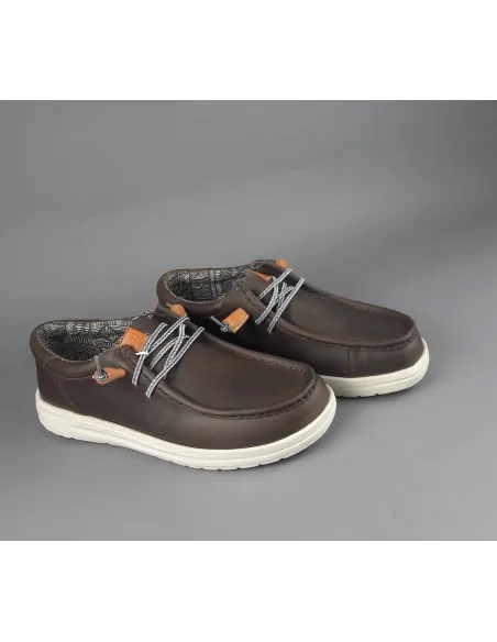 Hey Dude Sneakers Wally Grip Pelle Ingrassata Marrone Scuro Prezzo 100,00