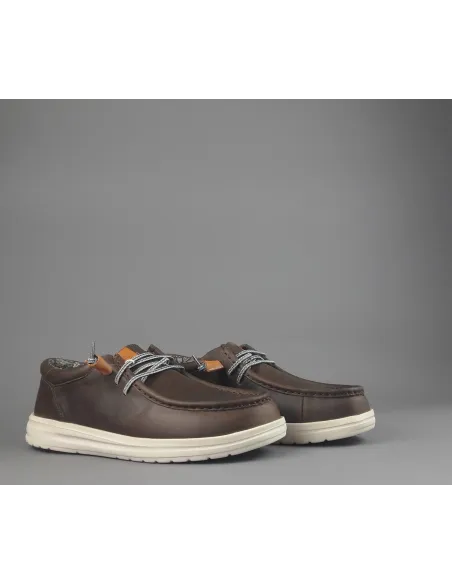 Hey Dude Sneakers Wally Grip Pelle Ingrassata Marrone Scuro Prezzo 100,00