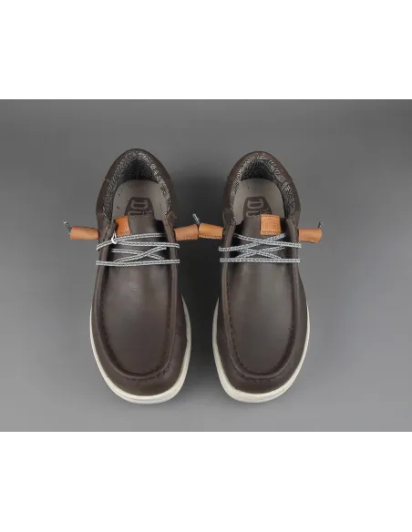 Hey Dude Sneakers Wally Grip Pelle Ingrassata Marrone Scuro Prezzo 100,00