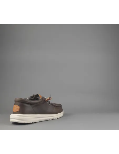 Hey Dude Sneakers Wally Grip Pelle Ingrassata Marrone Scuro Prezzo 100,00