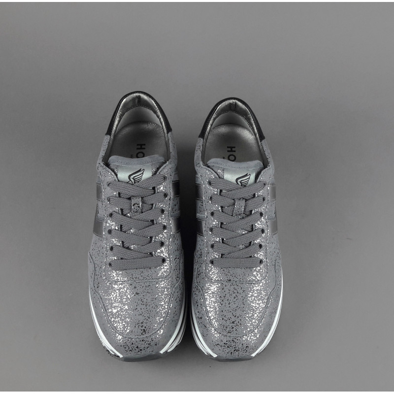 Hogan Midi Platforn H483 Donna Camoscio Stampa Metal Grigio H Pelle Metal Prezzo 450,00