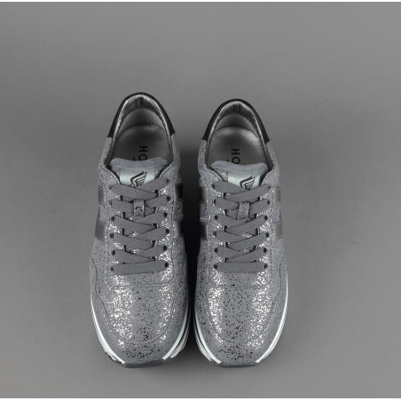 Hogan // Sa Midi Platforn H483 Donna Camoscio Stampa Metal Grigio H Pelle Metal Prezzo 450,00