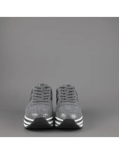 Hogan // Sa Midi Platforn H483 Donna Camoscio Stampa Metal Grigio H Pelle Metal Prezzo 450,00