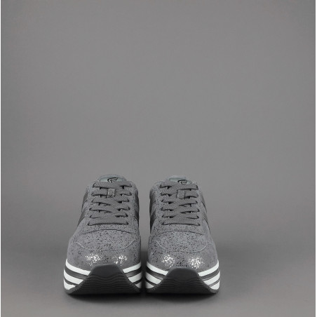 Hogan // Sa Midi Platforn H483 Donna Camoscio Stampa Metal Grigio H Pelle Metal Prezzo 450,00