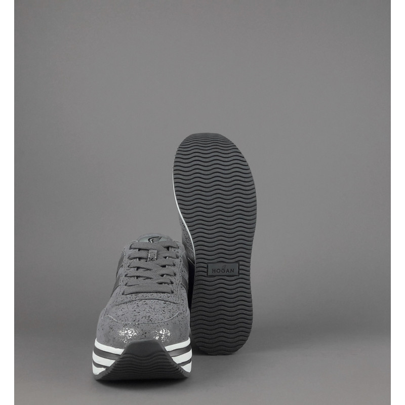 Hogan // Sa Midi Platforn H483 Donna Camoscio Stampa Metal Grigio H Pelle Metal Prezzo 450,00